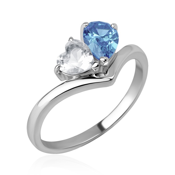 Купить кольцо из серебра с топазом и топазом в интернет-магазине KRASNOE