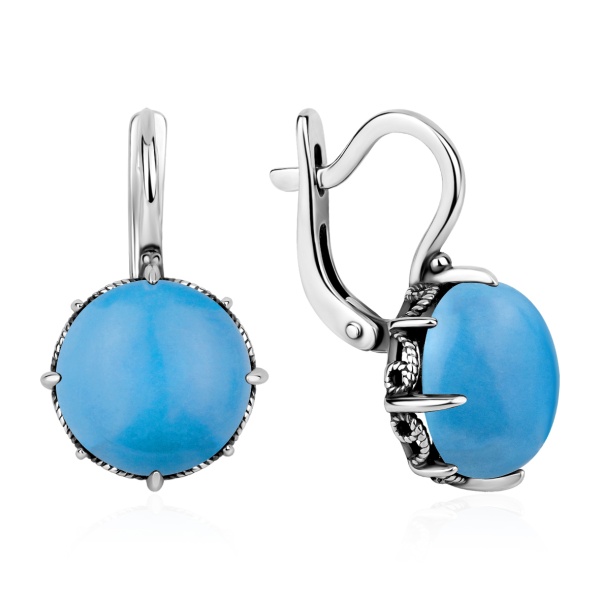 Серьги из серебра с бирюзой 2310Б26327 от KRASNOE, металл Серебро, вставка Бирюза Серьги из серебра с бирюзой 2310Б26327 от KRASNOE, металл Серебро, вставка Бирюза