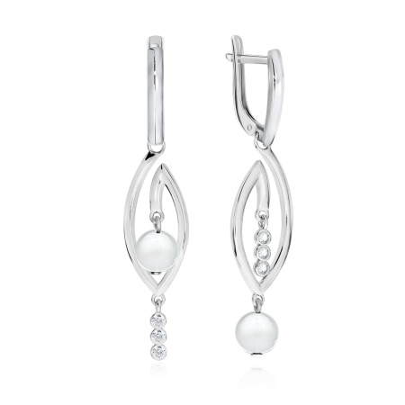 Серьги из серебра с хрусталём и фианитами 2340521244л от KRASNOE, металл Серебро, вставка Горный хрусталь