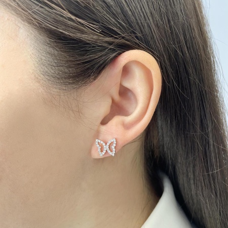 Пусеты из серебра с фианитами со скидкой