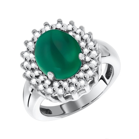 Купить кольцо из серебра с агатом и фианитами в интернет-магазине KRASNOE