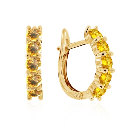 Серьги из серебра с цитринами 2320111321 от KRASNOE, металл Серебро, вставка Цитрин