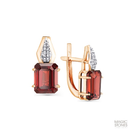 Серьги из золота 02-2-595-0301-011 от KRASNOE, металл Золото, вставка гранат,фианиты
