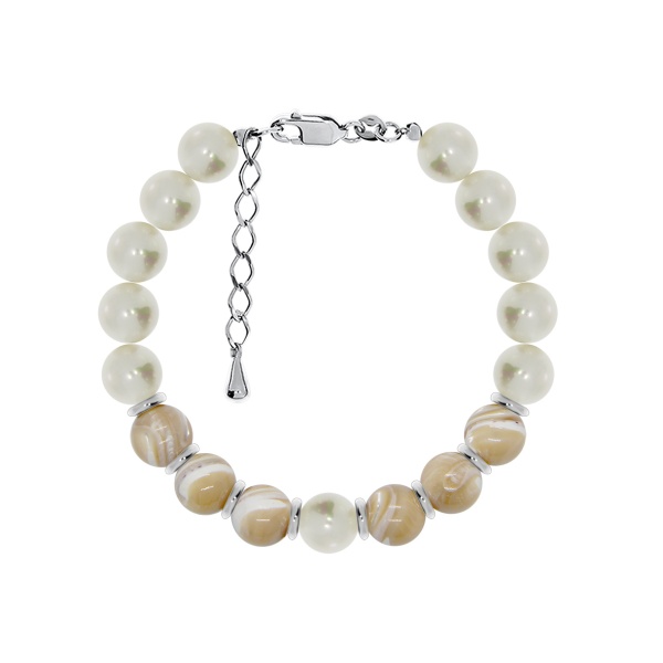 Купить браслет из серебра с перламутрами и жемчугами