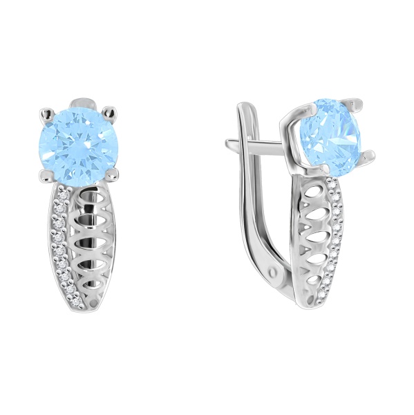 Серьги из серебра с топазами и фианитами со скидкой