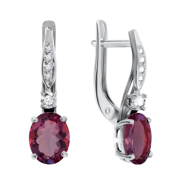 Серьги из серебра с фианитами и кристалл ювелирныйами 2340290188л-33 от KRASNOE, металл Серебро, вставка Кристалл ювелирный