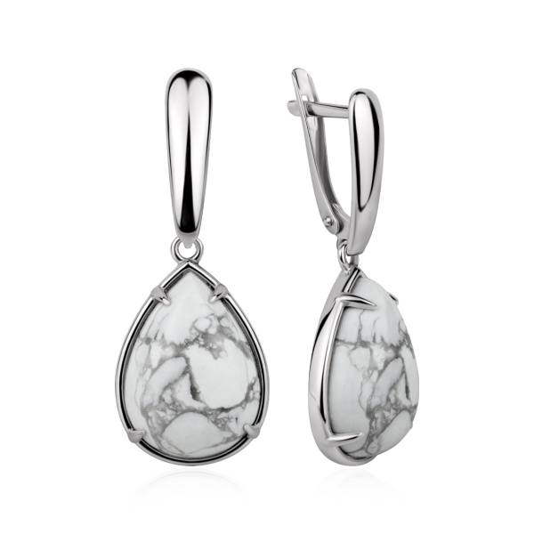 Пусеты из серебра с кахолонгом в ювелирном интернет-магазине