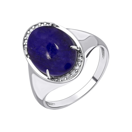 Кольцо из серебра с агатом и фианитами со скидкой