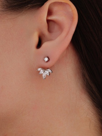 Серьги из серебра с фианитами 2340205392 от KRASNOE, металл Серебро, вставка Фианит