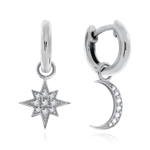 Серьги из серебра с фианитами