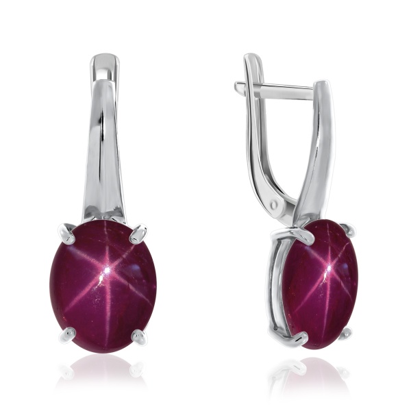 Серьги из серебра с рубинами звездчатыми 2340940137-3 от KRASNOE, металл Серебро, вставка Рубин Звездчатый