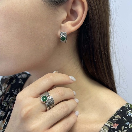 Серьги из серебра с агатами 2310392391-60 от KRASNOE, металл Серебро, вставка Агат