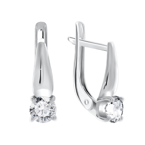 Серьги из серебра с фианитами со скидкой