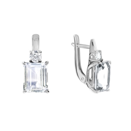 Серьги из серебра с фианитами и хрусталём 2340520286 от KRASNOE, металл Серебро, вставка Горный хрусталь