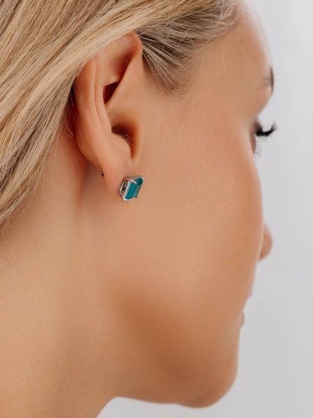 Пусеты из серебра с турмалином синт.