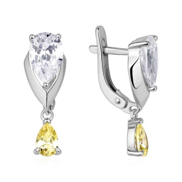 Серьги из серебра с фианитом