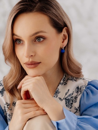 Серьги из серебра с кошачьим глазом