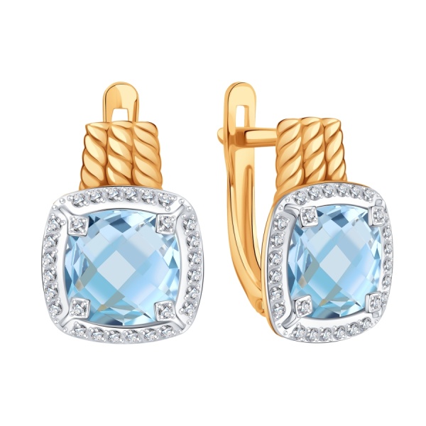 Серьги из золота Т14702В753 от KRASNOE, металл Золото, вставка Топаз