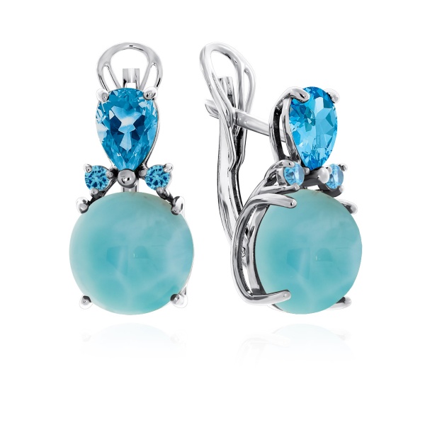 Серьги из серебра с ларимаром