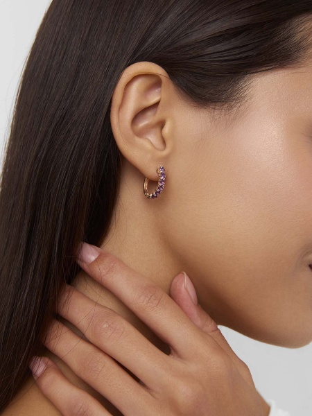 Серьги из серебра с аметист со скидкой