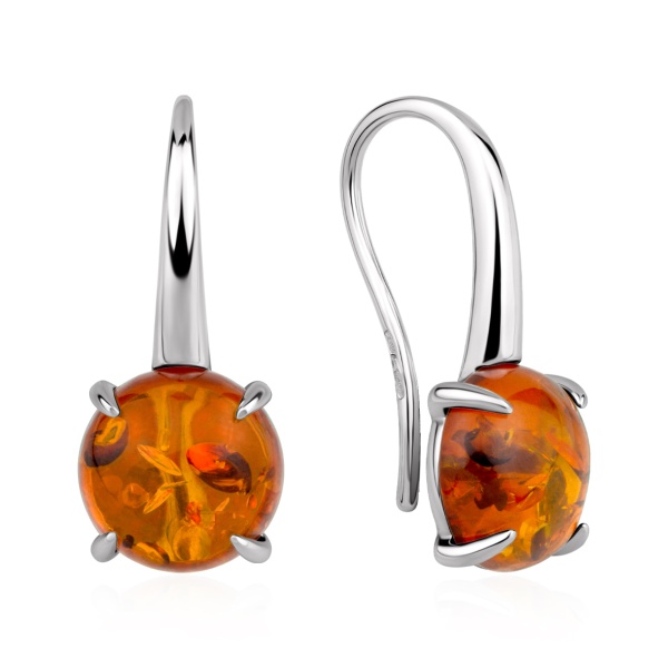Серьги из серебра с янтарем