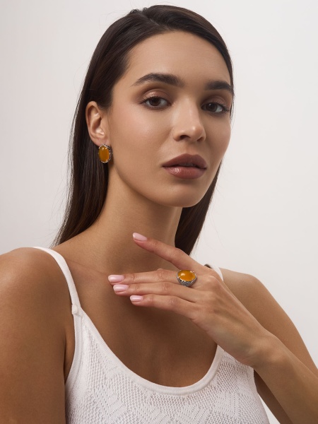 Серьги из серебра с агатами