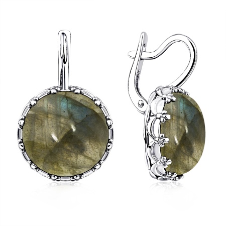 Серьги из серебра с лабрадоритами 2340Л01869 от KRASNOE, металл Серебро, вставка Лабрадорит