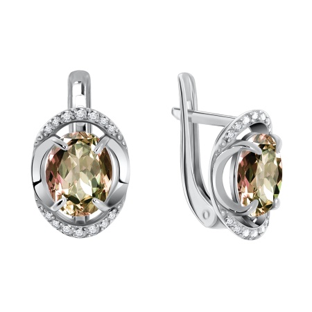 Серьги из серебра с кристалл ювелирныйами и фианитами 2340290138-98 от KRASNOE, металл Серебро, вставка Кристалл ювелирный