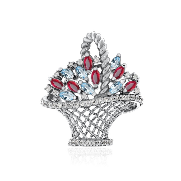 Купить подвеска из серебра с кристалл ювелирныйами и фианитами