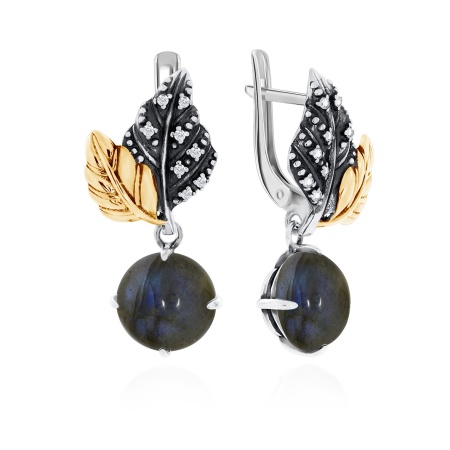 Серьги из серебра с лабрадоритами и фианитами 2317Л02265 от KRASNOE, металл Серебро, вставка Лабрадорит