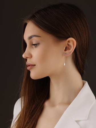 Серьги из серебра с фианитами 2340204903л-4-9 от KRASNOE, металл Серебро, вставка Фианит