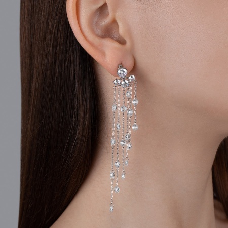 Серьги из серебра с фианитами