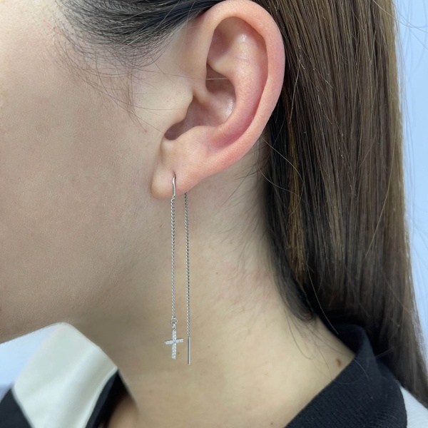 Серьги из серебра с фианитами 2340201628л-6-6 от KRASNOE, металл Серебро, вставка Фианит