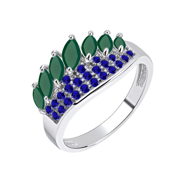 Кольцо из серебра с агатами и ситаллами со скидкой