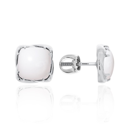 Пусеты из серебра с агатами