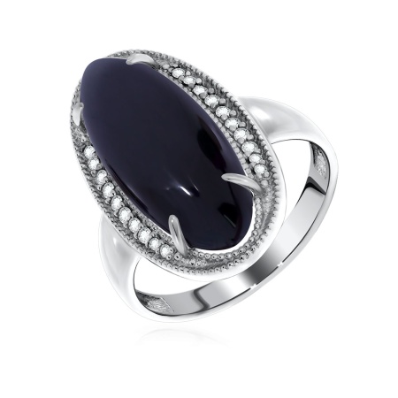 Купить кольцо из серебра с агатом и фианитами в интернет-магазине KRASNOE