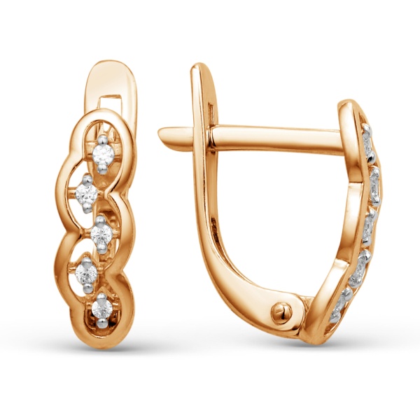 Серьги из золота с фианитом 000672-1102 от KRASNOE, металл Золото, вставка Фианит Серьги из золота с фианитом 000672-1102 от KRASNOE, металл Золото, вставка Фианит