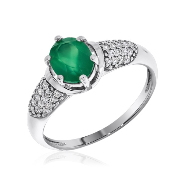 Купить кольцо из серебра с агатом и фианитами в интернет-магазине KRASNOE