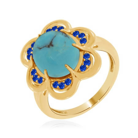 Купить кольцо из серебра с бирюзой и ситаллами в интернет-магазине KRASNOE