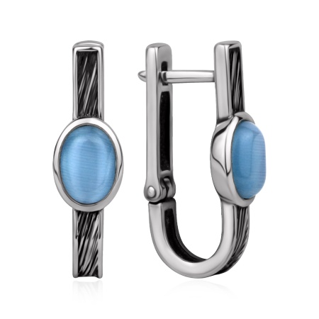 Серьги из серебра с кошачим глазом