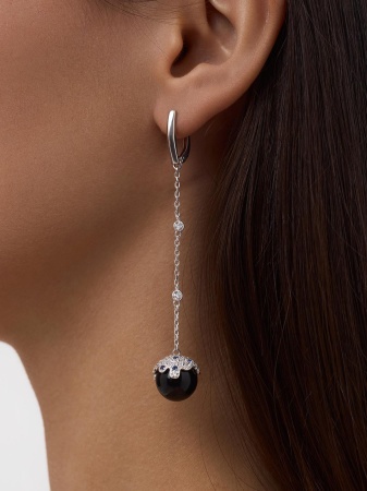 Серьги из серебра с агатами, ситаллами и фианитами 2340390840л-20 от KRASNOE, металл Серебро, вставка Агат