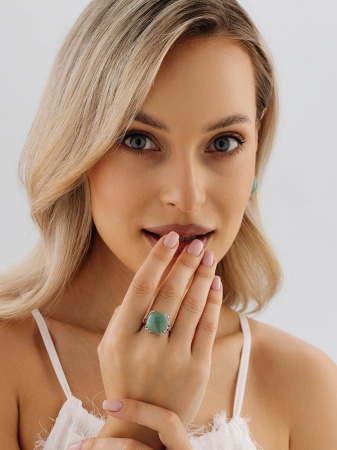 Купить кольцо из серебра с авантюрином в интернет-магазине KRASNOE