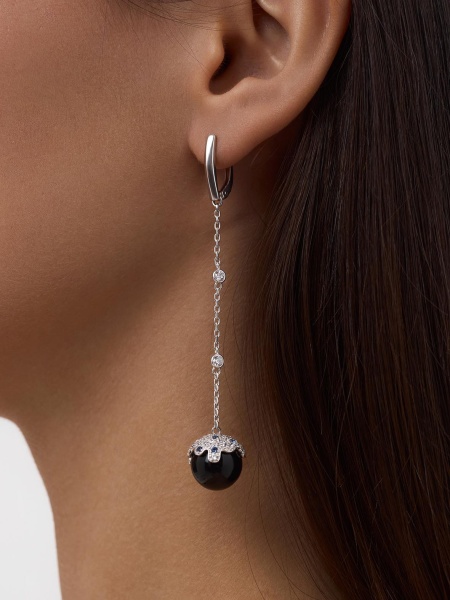 Серьги из серебра с агатами, ситаллами и фианитами 2340390840л-20 от KRASNOE, металл Серебро, вставка Агат