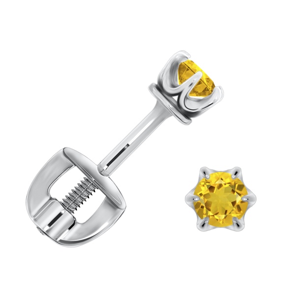 Пусеты из серебра с цитринами П340110230 от KRASNOE, металл Серебро, вставка Цитрин