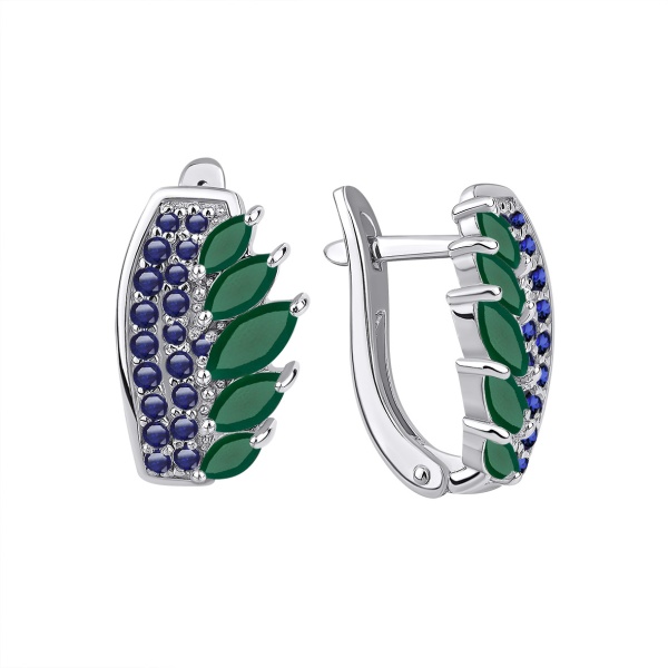 Серьги из серебра с агатами и ситаллами со скидкой