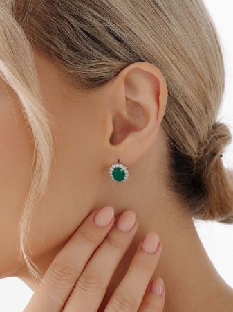 Серьги из серебра с агатами и фианитами 2340390189л-60 от KRASNOE, металл Серебро, вставка Агат