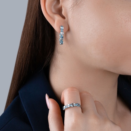 Серьги из серебра с топазами 2340071182 от KRASNOE, металл Серебро, вставка Топаз Sky