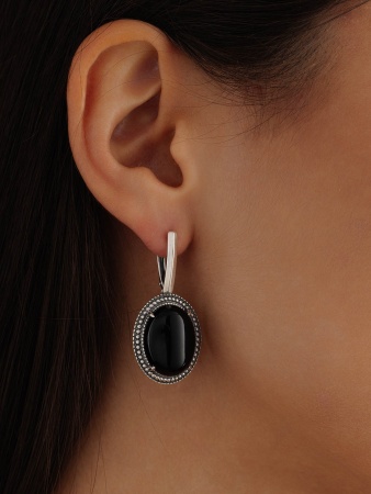 Серьги из серебра с агатом