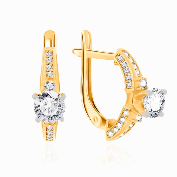 Серьги из серебра с фианитами со скидкой