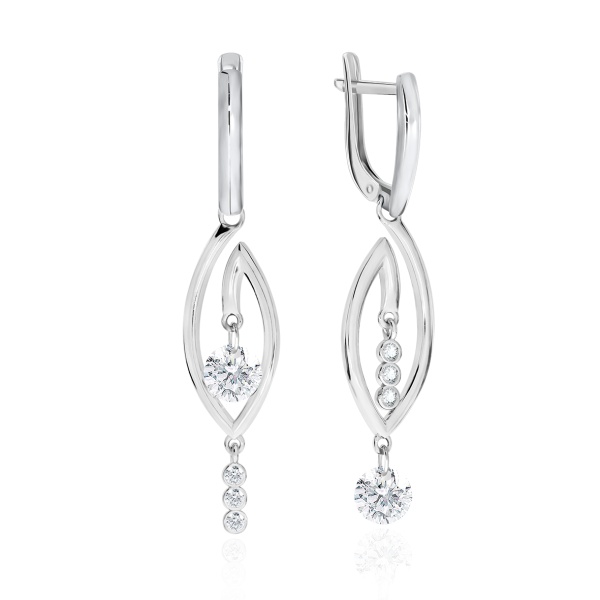 Серьги из серебра с фианитами со скидкой Серьги из серебра с фианитами со скидкой